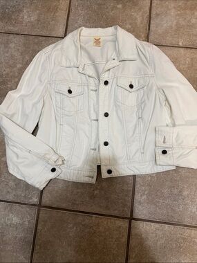 Faded Glory White Women's Denim Jacket - Button-Front